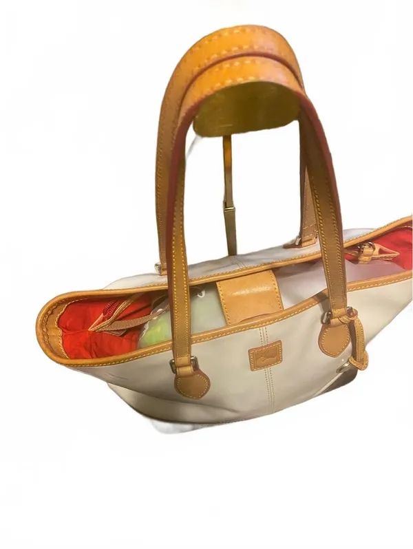 Dooney & Bourke Cream & Black colorblock 2 Tone Patent Leather Tote Ivory Heart - Image 3