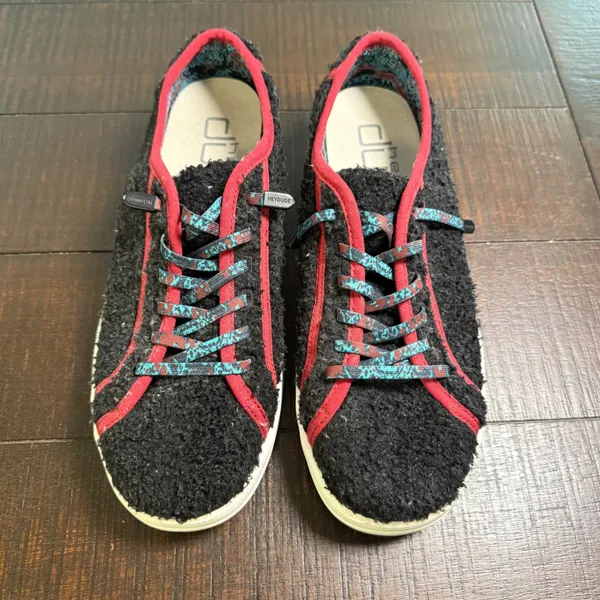 Hey Dude Karina Sherpa Moonless Sangria Black Red Sneakers 12221120 Womens 9 - Image 3