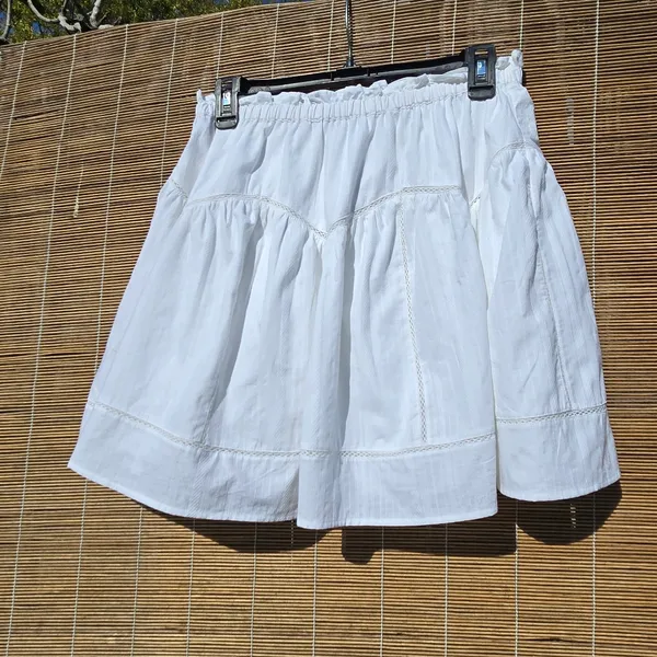 White Cotton & Lace Mini Skirt Medium - Image 5