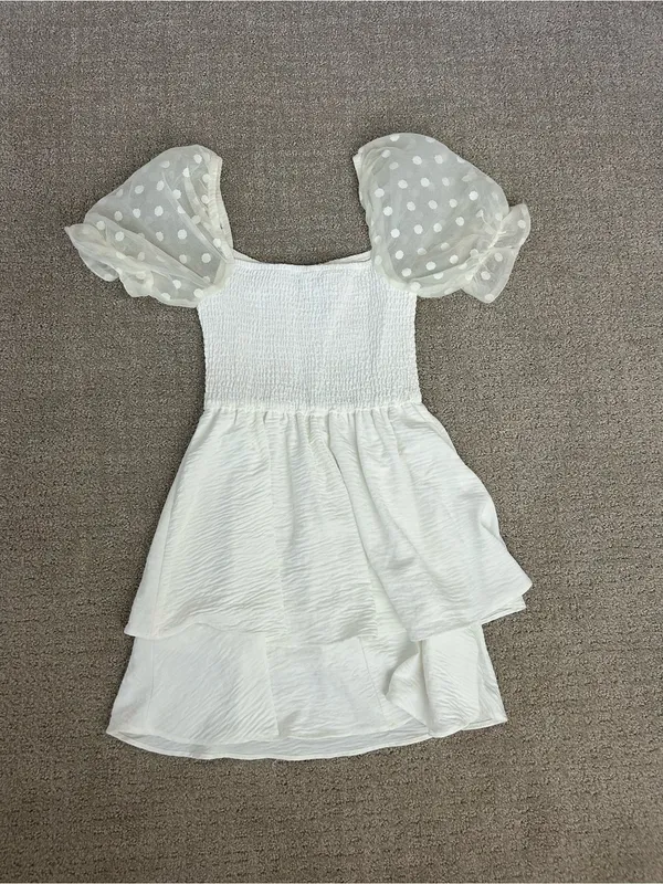 Xtraordinary Women’s White Puff-Sleeve Layered Dress Size XS - Image 3