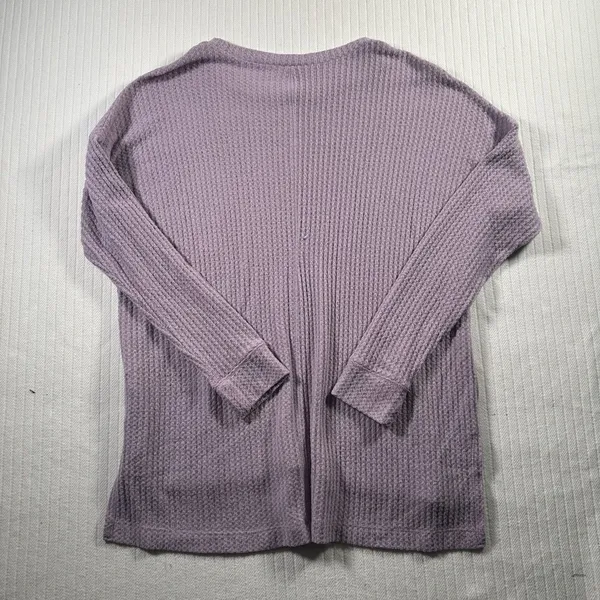American Eagle Women S Purple Waffle Knit Over Sized Long Sleeve Thermal Tunic - Image 4