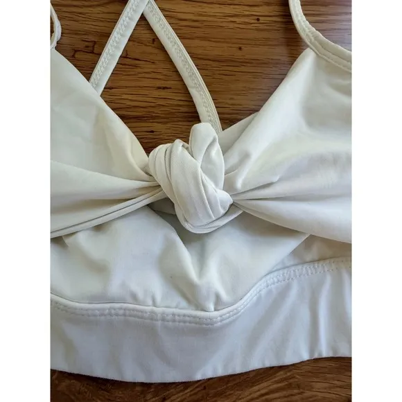 Alala Tie Front Sports Bra‎ Cream Off White Criss Cross Back Small - Image 10
