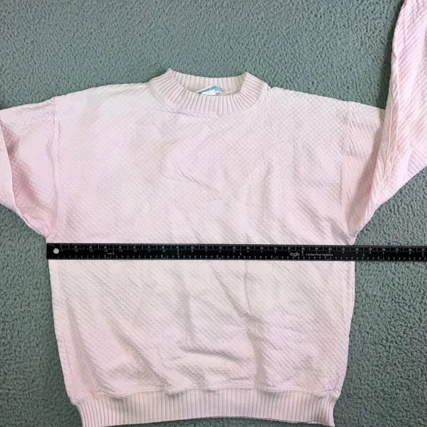 Vintage Pastel Sweatshirt Women‎ XL 90s Textured Grandma Coquette Pink Retro Y2K - Image 5