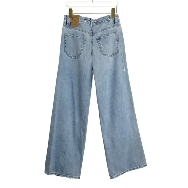 Pacsun Pacsun Low Rise Wide Leg Jeans Light Wash Silver Chain Belt Size 24 Baggy - Image 7