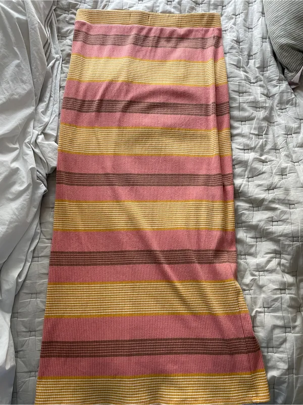 Striped Pink, Yellow & Brown Knit Maxi Skirt - Image 3