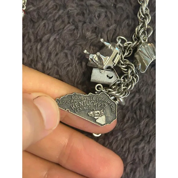 S53 bracelet Kookoo golf Santa and more 925 sterling silver heavy 7.25 inch long - Image 2