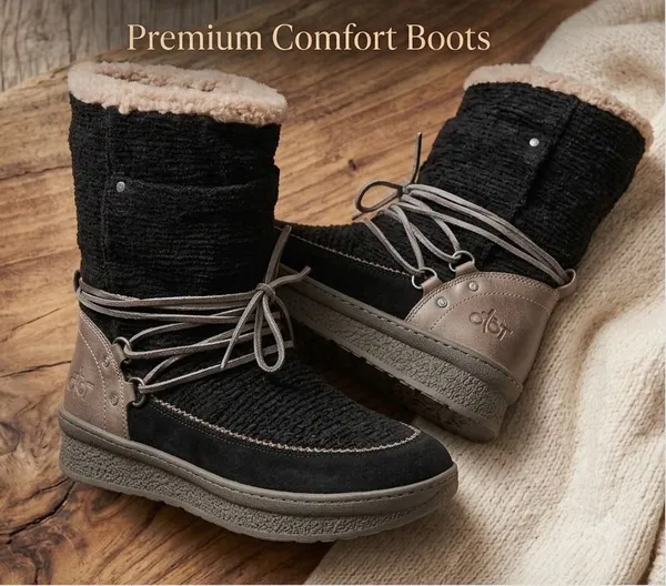 OTBT‎ Womens Black Slope Faux Shearling Lined Winter Boots Mid Calf Wrap Lace - Image 2