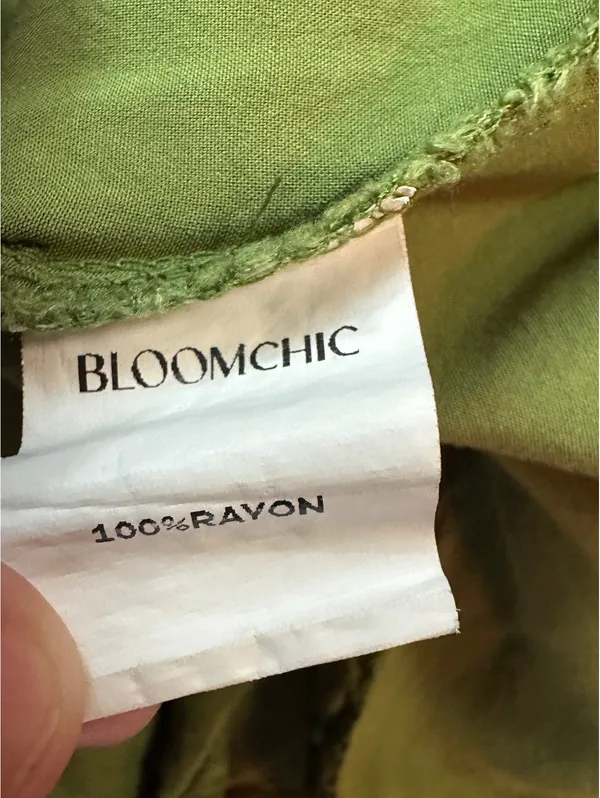 BLOOMCHIC Olive Green Rayon Midi Dress with Pockets 14-16 - Image 5