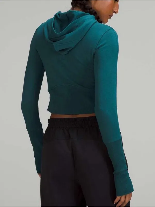 Lululemon Fleece Modal Long Sleeve Hoodie Green Jasper Yoga Pilates Activewear 4 - Image 2