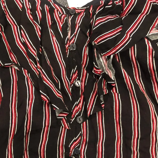 NWT Ambiance Large Black Red‎ White Striped Crop Top Off the Shoulders - Image 4