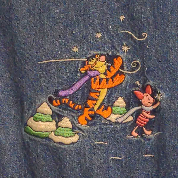 Disney Womens Shirt Dress Blue Denim Long Sleeve Embroidered Winnie The Pooh M - Image 3