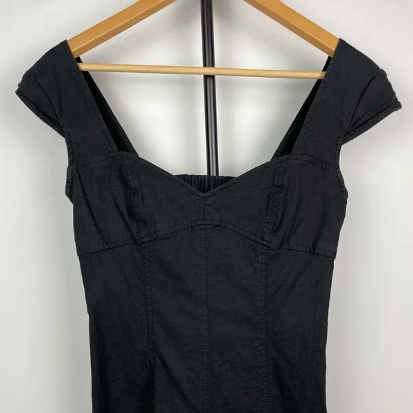 Urban Outfitters‎ Black Linen Blend Sweetheart Fitted Mini Dress - Image 2