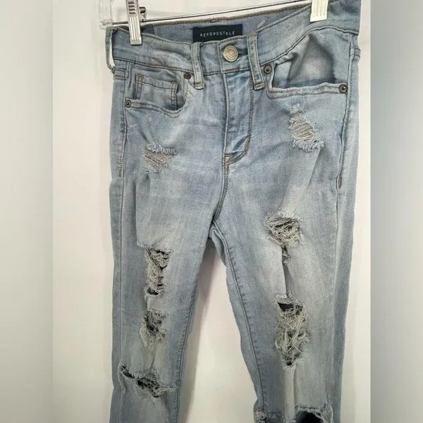 Aeropostale blue jeans size‎ 0 with rips - Image 4