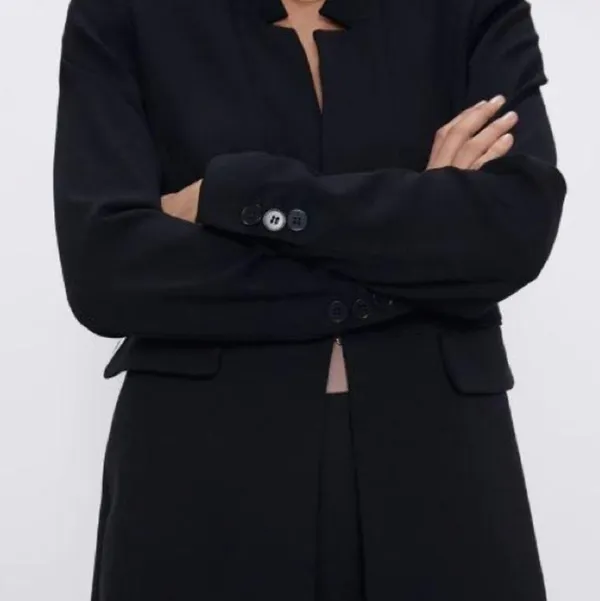 Zara Outerwear Inverted Lapel Frock Coat Blazer BLACK NEW - Image 8