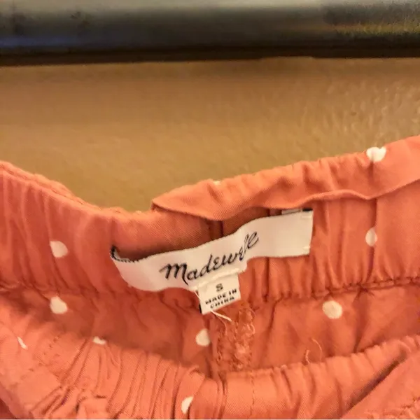 Madewell Drapey Pull On Polka Dot‎ Shorts Orange White Small - Image 5