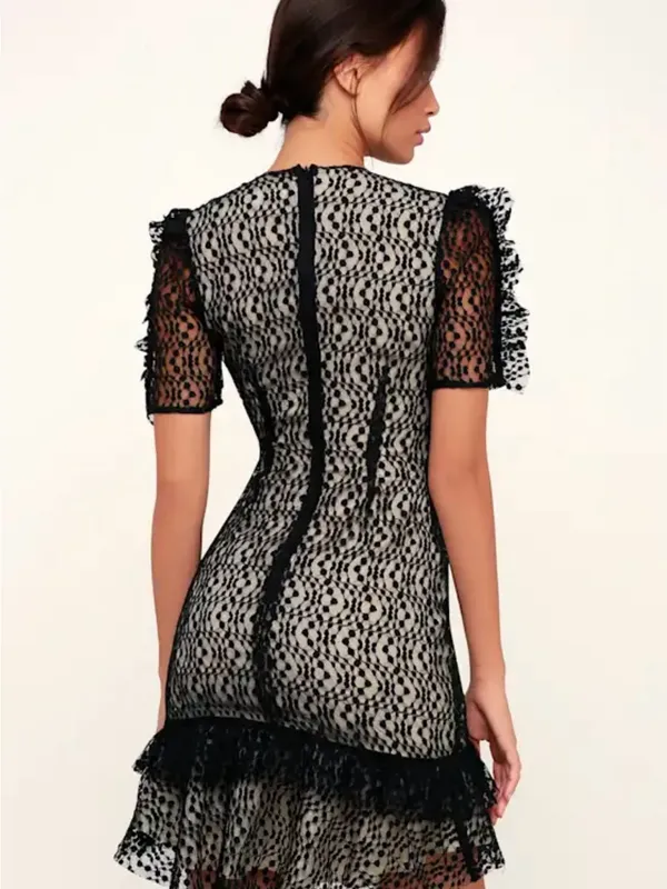 Elliatt Venice‎ Black Lace Ruched Mini Dress size XS - Image 2