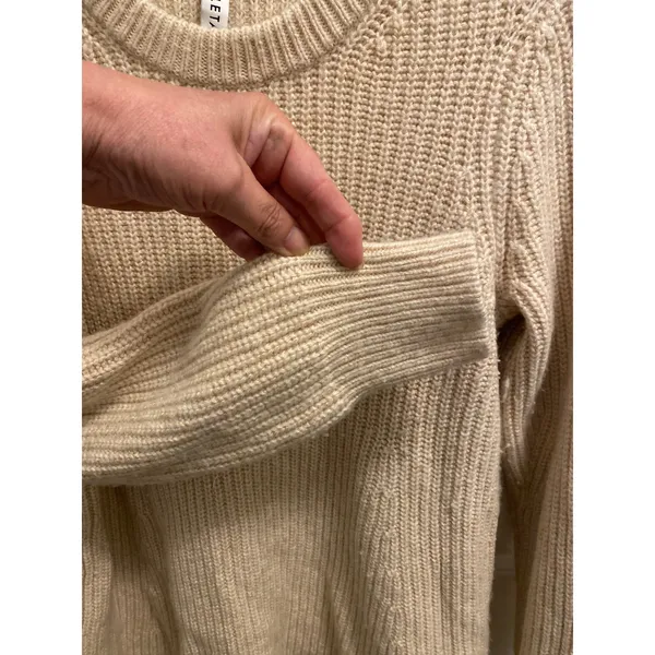 Athleta Hawthorn Textured Crew Sweater Women's Large Merino Wool Blend Coconut - Image 2