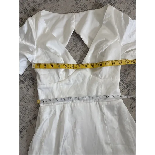 Lulus Elegant Confidence White Satin Flutter Sleeve Cutout Maxi Dress Size XS - Image 7