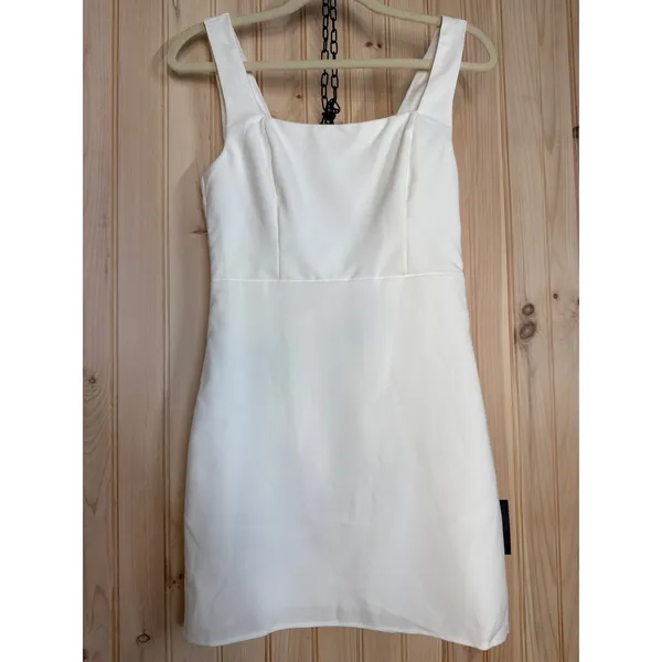 Lulus Blissfully Beaming White Sleeveless Bow Mini Dress Party Bridal Medium - Image 3