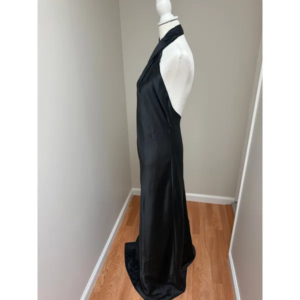 Show Me Your Mumu Jasmine Halter Maxi Dress Black Luxe Satin Size Large - Image 6