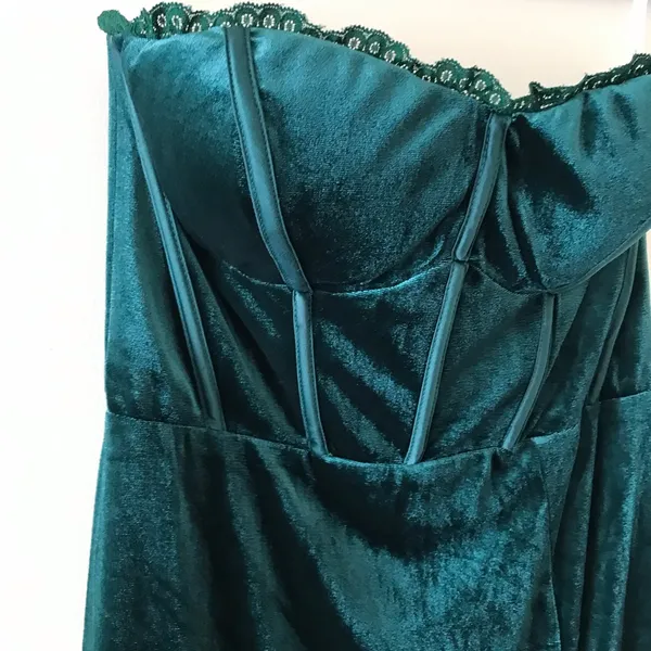 Lulus Luxurious Allure Emerald Green Velvet Strapless Maxi Dress, Size Medium - Image 7