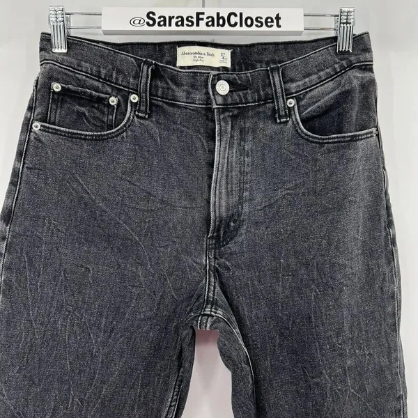 Abercrombie & Fitch The‎ Mom High Rise Black Wash Denim Tapered Jeans Size 4XS - Image 5