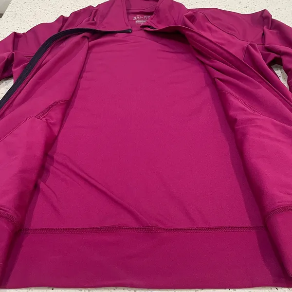 Nike Women's Magenta Full-Zip Dri-fit Jacket size large - Image 6