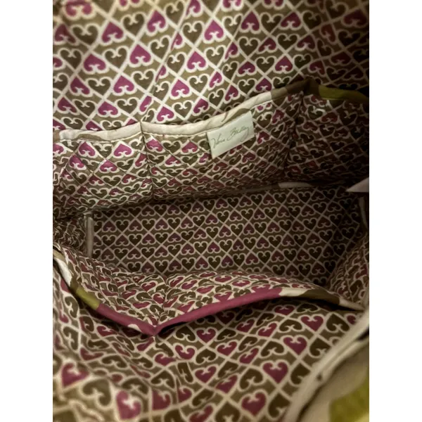 Vera Bradley Mocha‎ Rouge Floral Quilted Cotton Zip Top Tote Bag Shoulder Purse - Image 6