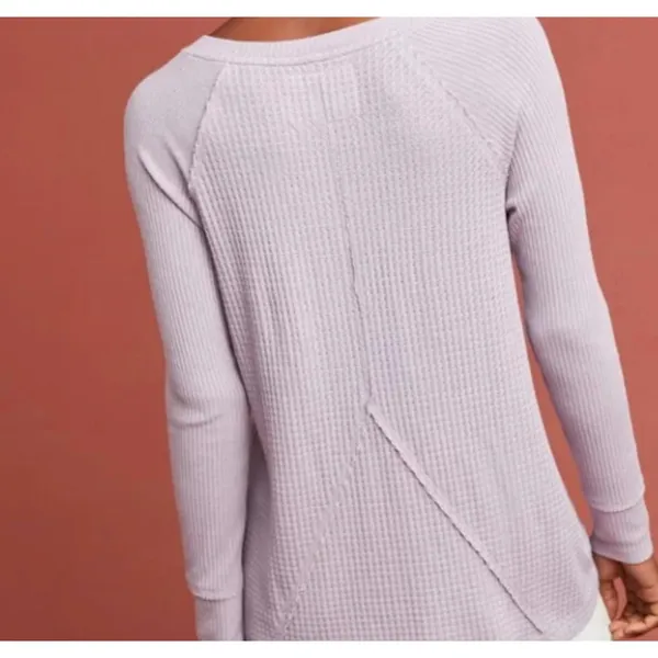 Maeve by Anthropologie Purple Pearson Waffle Pullover Tee - Size - Medium - Image 3