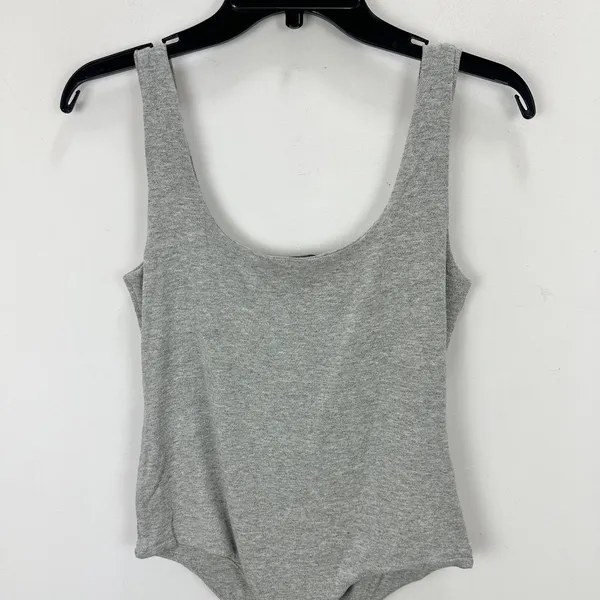 NEW Naked Wardrobe Tank Bodysuit Stretch Jersey Viscose Gray Scoopneck Large - Image 8