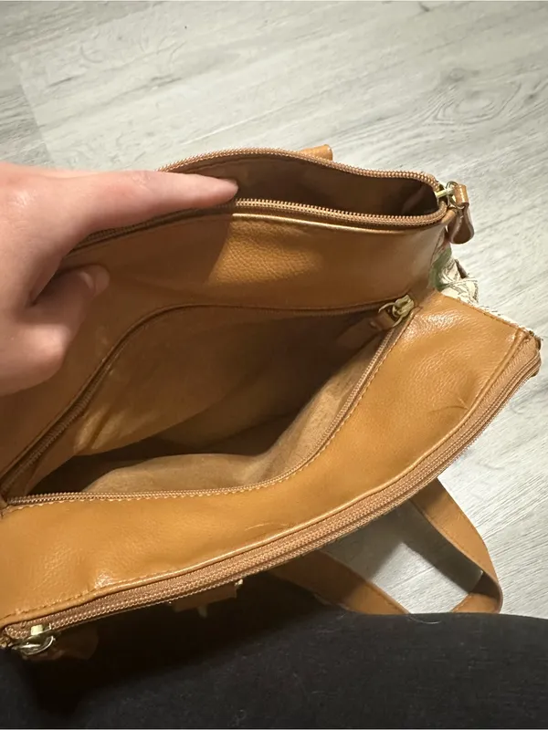 Women's Floral Tote Bag with Tan Trim - Image 4