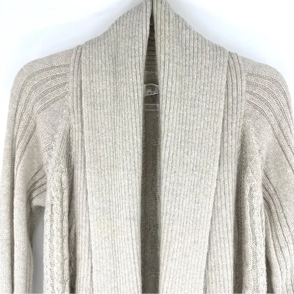All Saints Galaxy Flex Mohair Wool Blend‎ Cardigan Open-Front Oatmeal Size 8 - Image 2