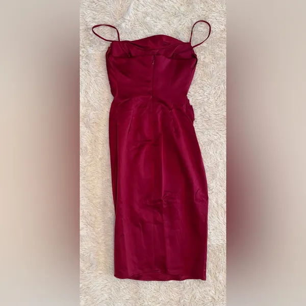 NWOT HOUSE OF CB Anja Wine Satin Corset Midi Dress sz XS - Image 6