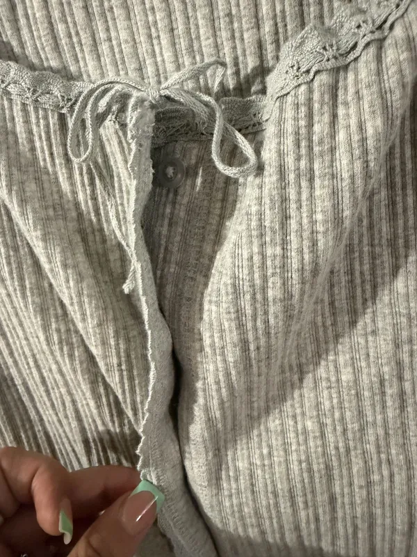 Aerie Ribbed Button-Down Tank Top with Lettuce Edge - Image 9