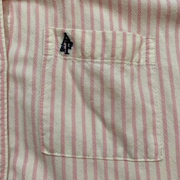 Abercrombie & Fitch Pink White Striped Button Down Shirt Women’s Medium - Image 9