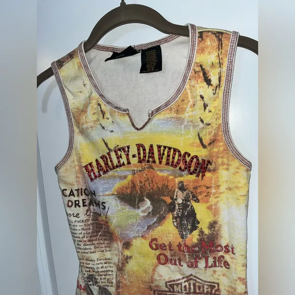 Harley Davidson Motorcycles VTG Streetwear Tank Ribbed Biker Babe Y2K Grunge Med - Image 13