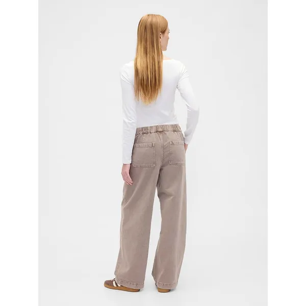 GAP Denim NWOT Mushroom Brown High Rise Pull-On Wide-Leg Utility Jeans Small - Image 4