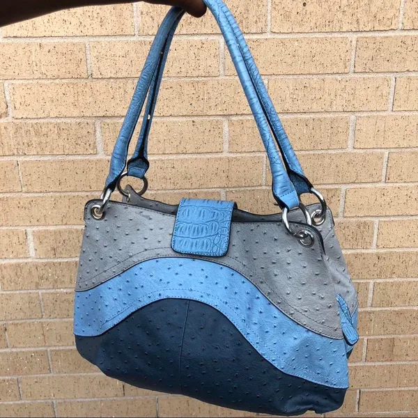 RARE Y2K GUESS Goth Grunge Mcbling Bimbo shoulder hand bag purse Ostrich Leather Western Hobo 2000s - Image 3
