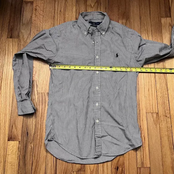 Polo Ralph Lauren Shirt Men Small Slim Black White Striped Button Down - Image 4