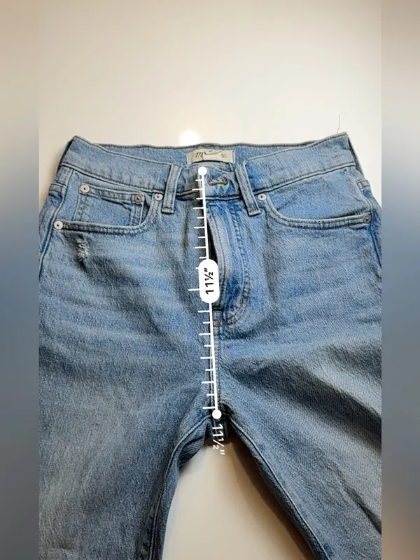 Madewell Jeans Perfect Vintage Straight Jean Light Wash Distress Raw Hem Size 26 - Image 9