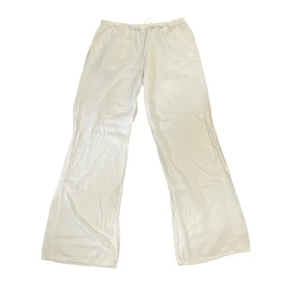 Divided Linen Blend White Drawstring Pull on Pants Size Small Summer Vacation - Image 2
