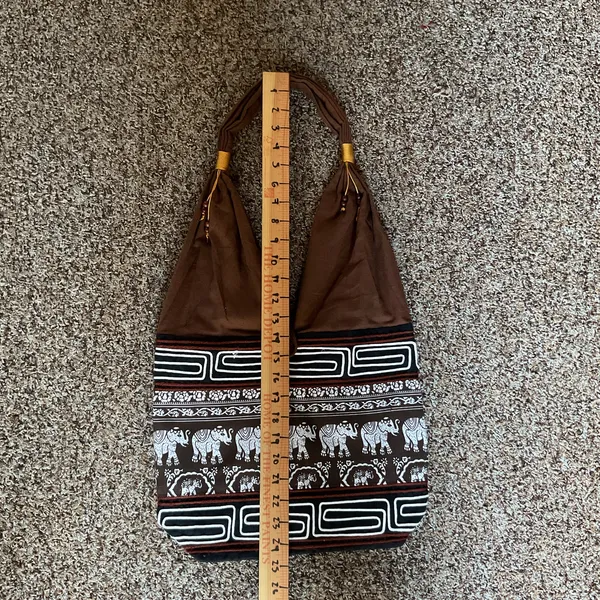 Elephant Print Boho Hobo Shoulder Bag Brown Tribal Ethnic Tote Purse Women - Image 9