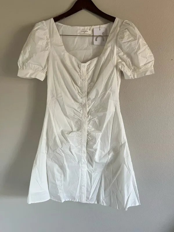 Commense White Puff Sleeve Short Shirt Dress - Image 4