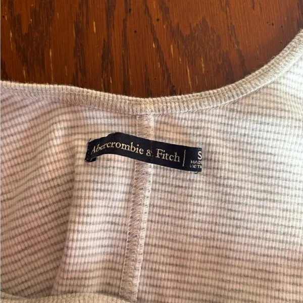 Abercrombie & Fitch Striped Tank Top Ruched Front Size Small Gray - Image 3