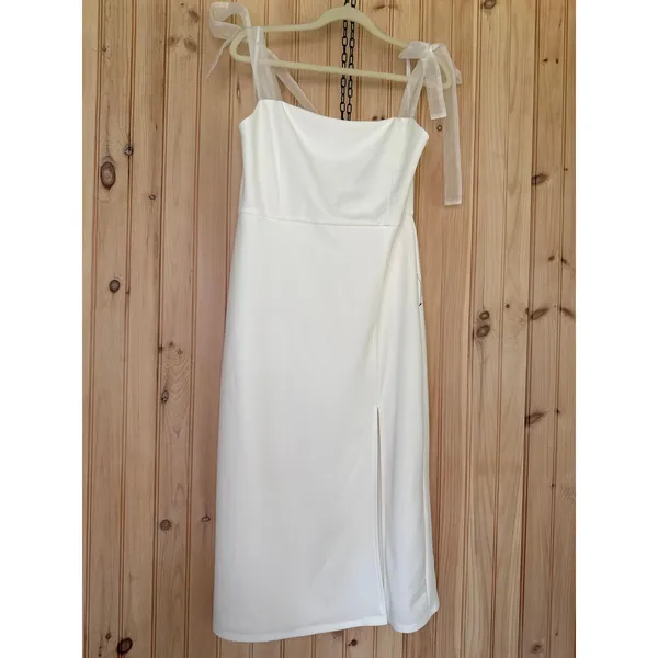 Lulus Romantic Celebration White Tie-Strap Bodycon Midi Dress Party Extra Large - Image 2