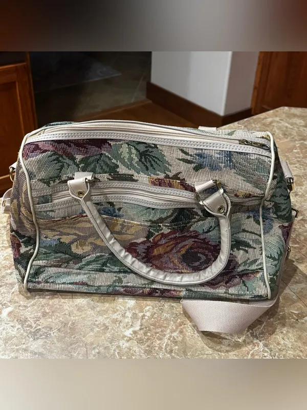 Vintage Concourse Tapestry Travel Overnight Shoulder Bag Luggage Grannycore - Image 3