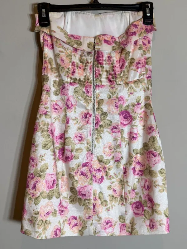 For Love & Lemons Kendall Mini Dress Women's XXS Strapless Floral Corset Smocked - Image 6