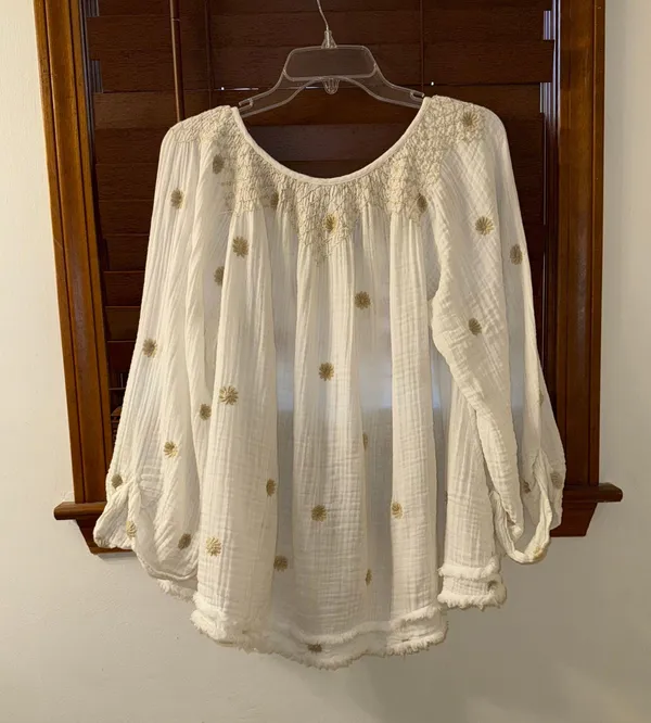 Free People NWT $168 Ivory Aldous Embroidered Button Front Raw Seaming Set S - Image 16