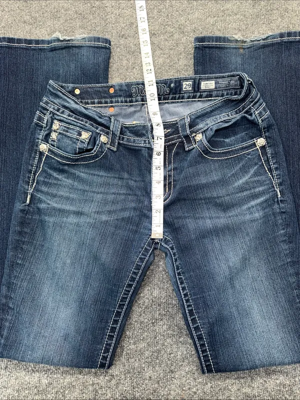 Miss Me Dark Blue Flare Jeans with Contrast Stitching - Image 4