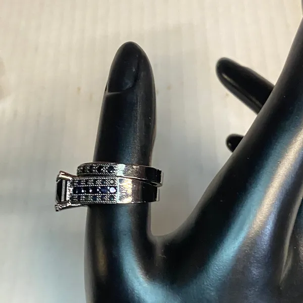 Women's Black Cubic Zirconia Silver Plated Rhinestone Wedding Ring & Band 8.5 - Image 8